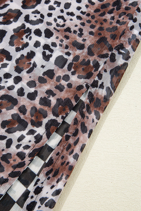 Multicolour Leopard Checkered Double Printed Reversible Sleeveless Long Dress